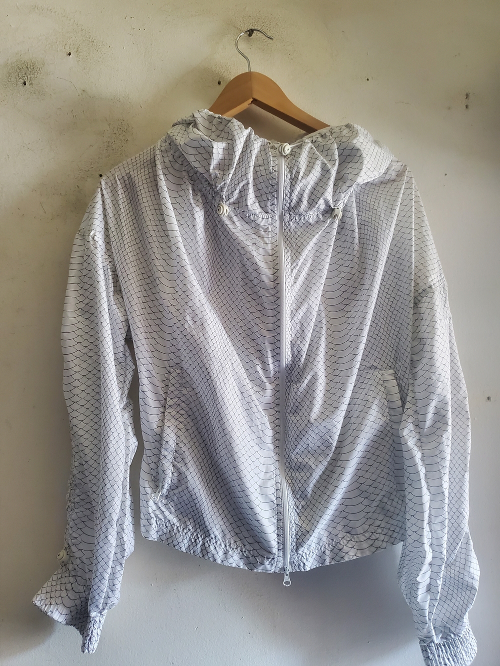 adidas X Stella Mccartney White Lightweight Patterned Hooded Bomber Jacket Size